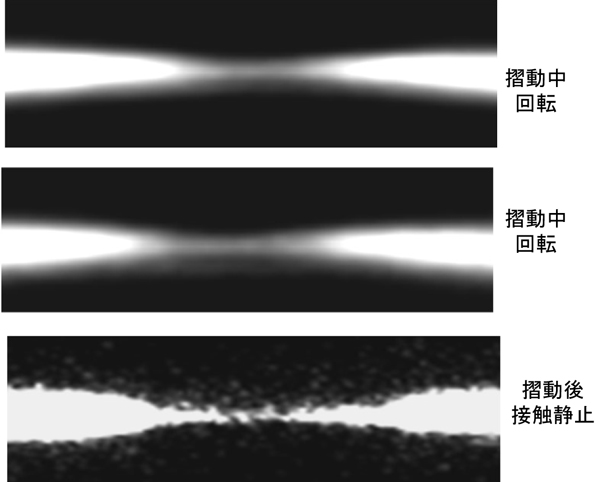 摺動体と試料表面の接触部の透過Ｘ線像
